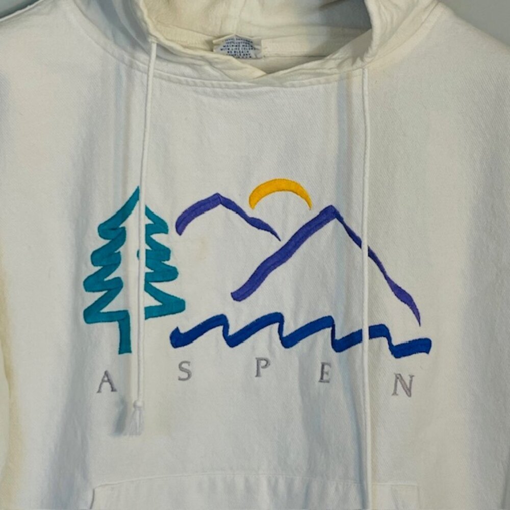 Vintage Crazy Shirts 100% Cotton Hoodie Embroidered Aspen Mountains Small - Picture 2 of 9